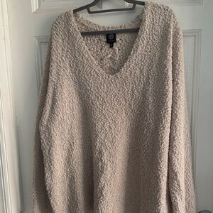 Bobeau Textured Cream V-Neck Sweater sz 3X